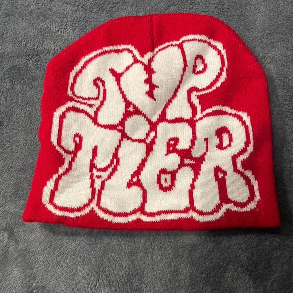 Shein Top Tier Red and White Knit Beanie